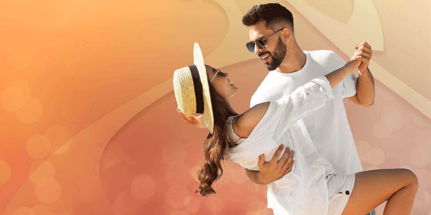 Young couple dancing Salsa in the Summer